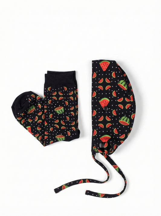 Head 2 Toe 🍉  Scrub Cap + Socks Set